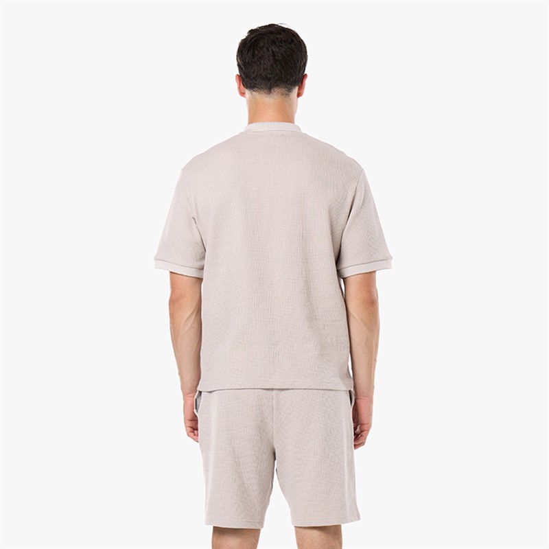 Closure London Mens Waffle Polo Shirt And Shorts Set Stone - foto 2