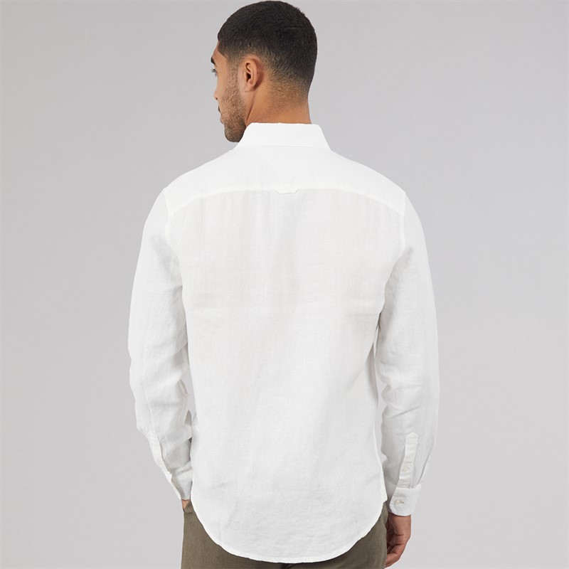 Tommy Jeans Mens Linen Long Sleeve Shirt Ecru - foto 2