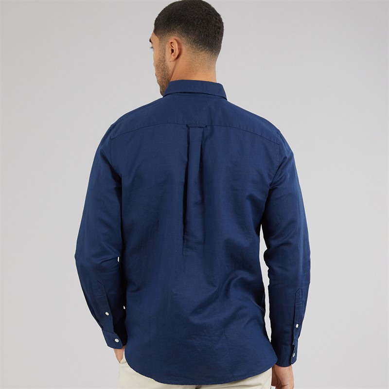 Tommy Hilfiger Mens Linen Blend Long Sleeve Shirt Carbon Navy - foto 2