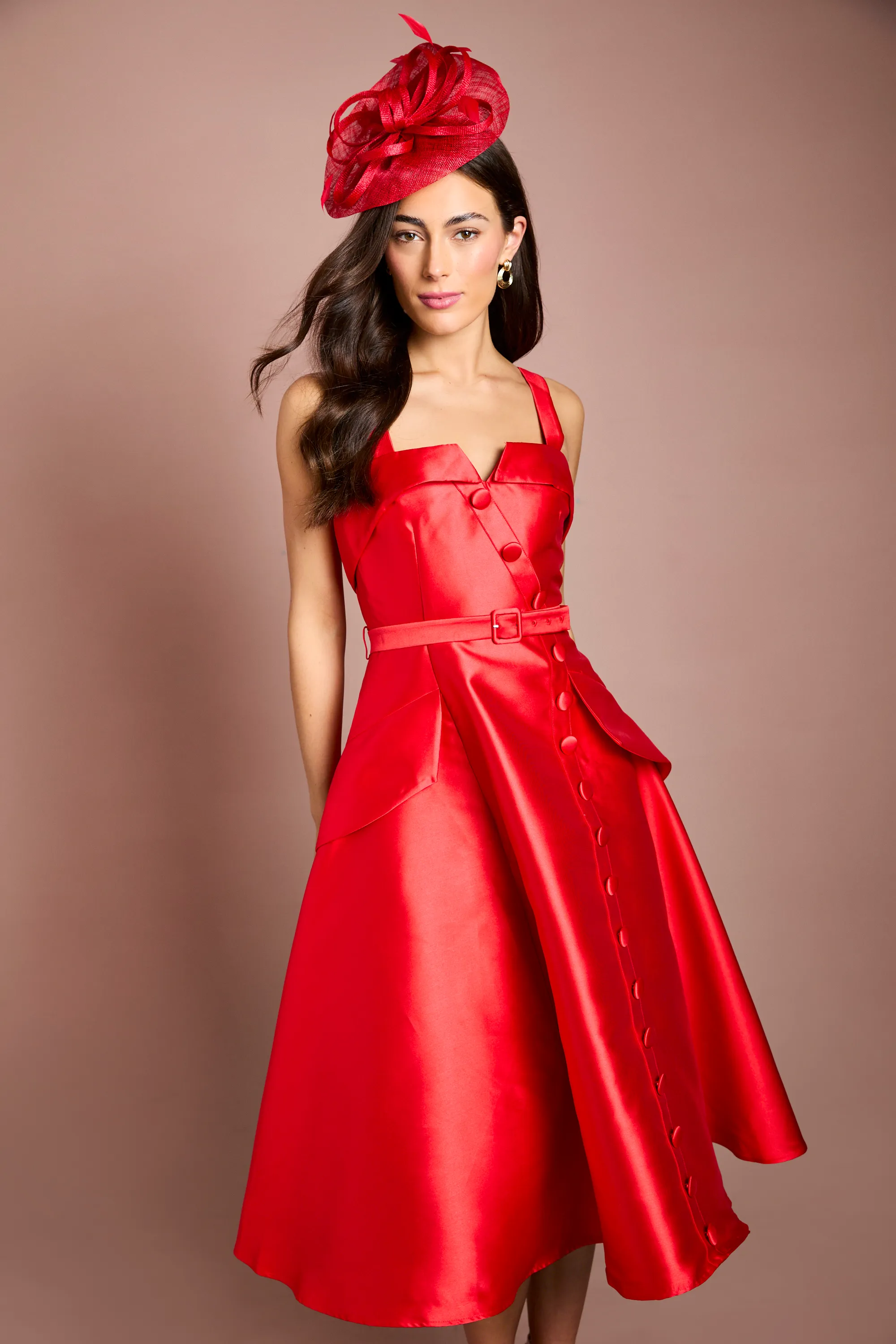 View product Lisa Tan Twill Volume Belted Midi Dress - foto 4