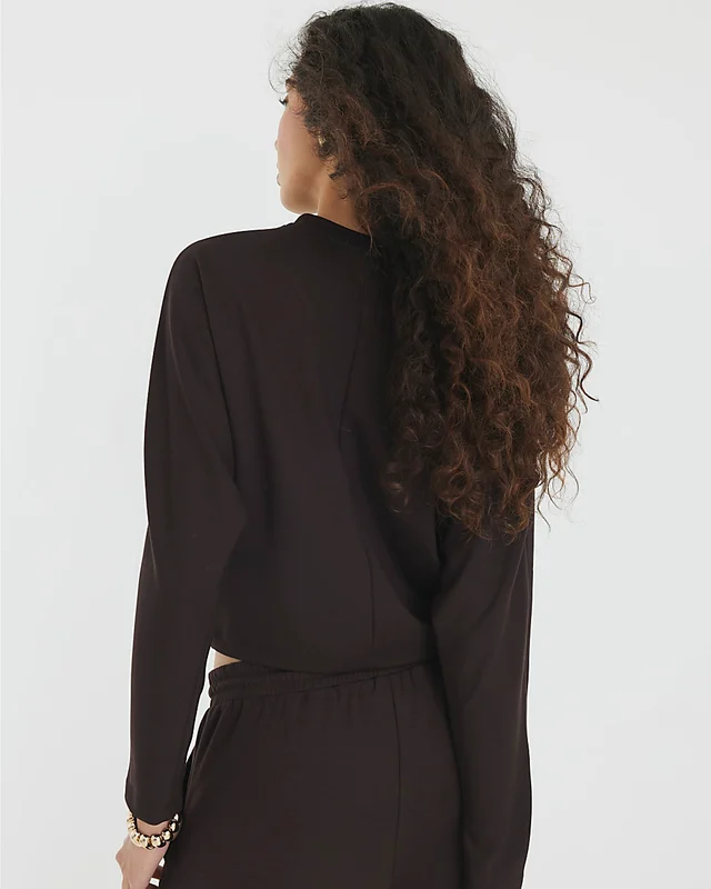 River Island – Bluzë Sweatshirt për Femra, Kafe, Premium me Mëngë Batwing - foto 3