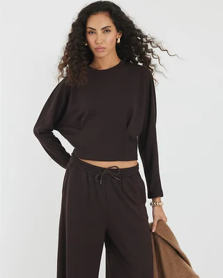 River Island – Bluzë Sweatshirt për Femra, Kafe, Premium me Mëngë Batwing - foto 6