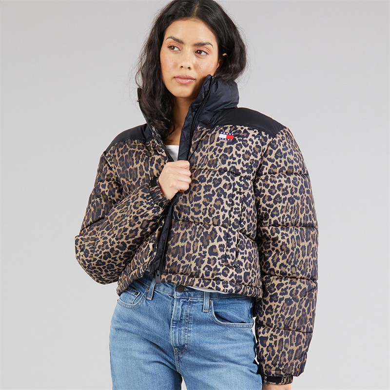 Xhaketë Puf e Shkurtër me Print Leopard